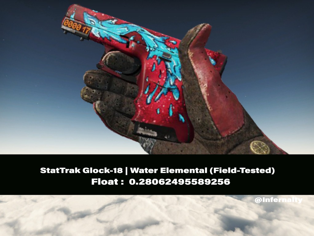 StatTrak Glock18 Water Elemental FT CSGO SKINS KNIVES, Video Gaming, Gaming Accessories, In