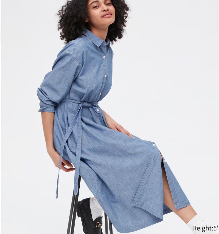 Uniqlo denim dress deals
