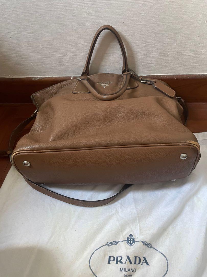 [used]-Authentic PRADA Vitello Phenix BN2419 Leather Tote Bag