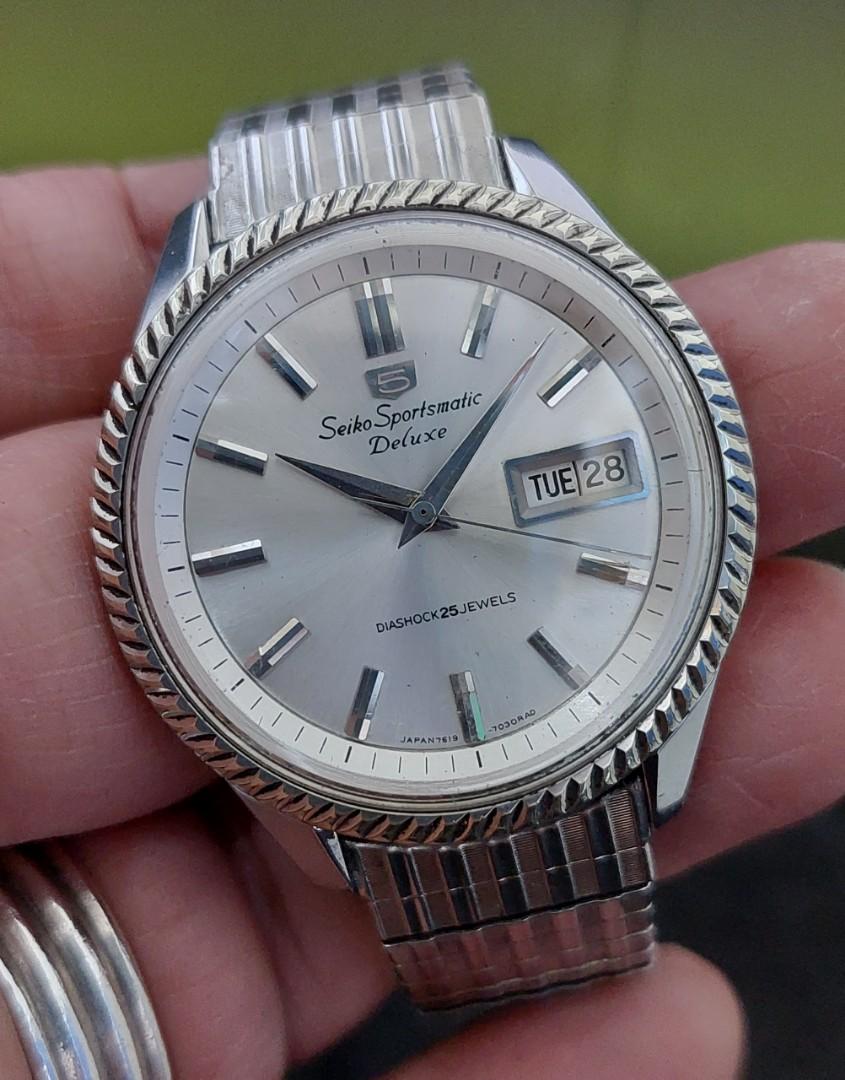 Vintage Seiko Sportsmatic Deluxe 7619-7040 Date Day watch, 名牌 