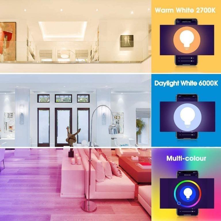 WiFi Smart LED Light Bulbs RGBCW, B22 Bayonet Dimmable Colour Changing, APP  Control, Work with Amazon