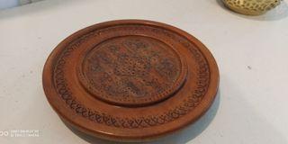 Wooden carved plate  15cm