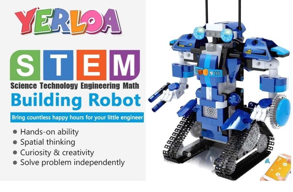 Yerloa STEM Robot Building Toys, 405Pcs Remote & APP Controlled Robot