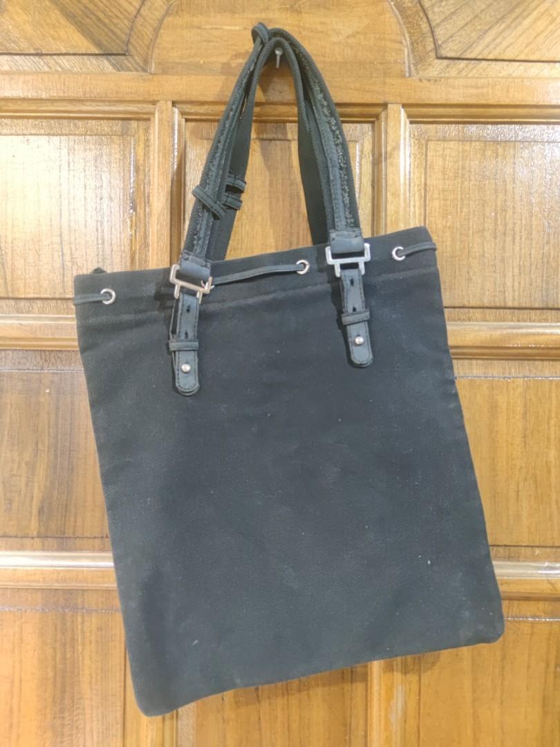 Yves Saint Laurent YSL White Kahala Canvas Tote Bag Black Leather Cloth  Pony-style calfskin Cloth ref.325682 - Joli Closet