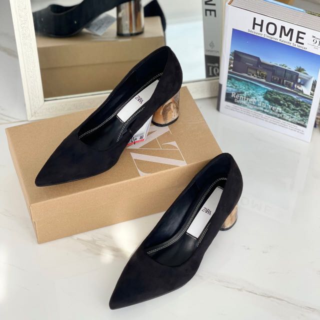 zara black suede heels