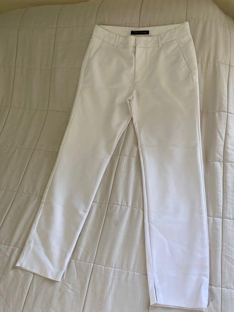 Zara White Trousers, Women's Fashion, Bottoms, Other Bottoms on Carousell