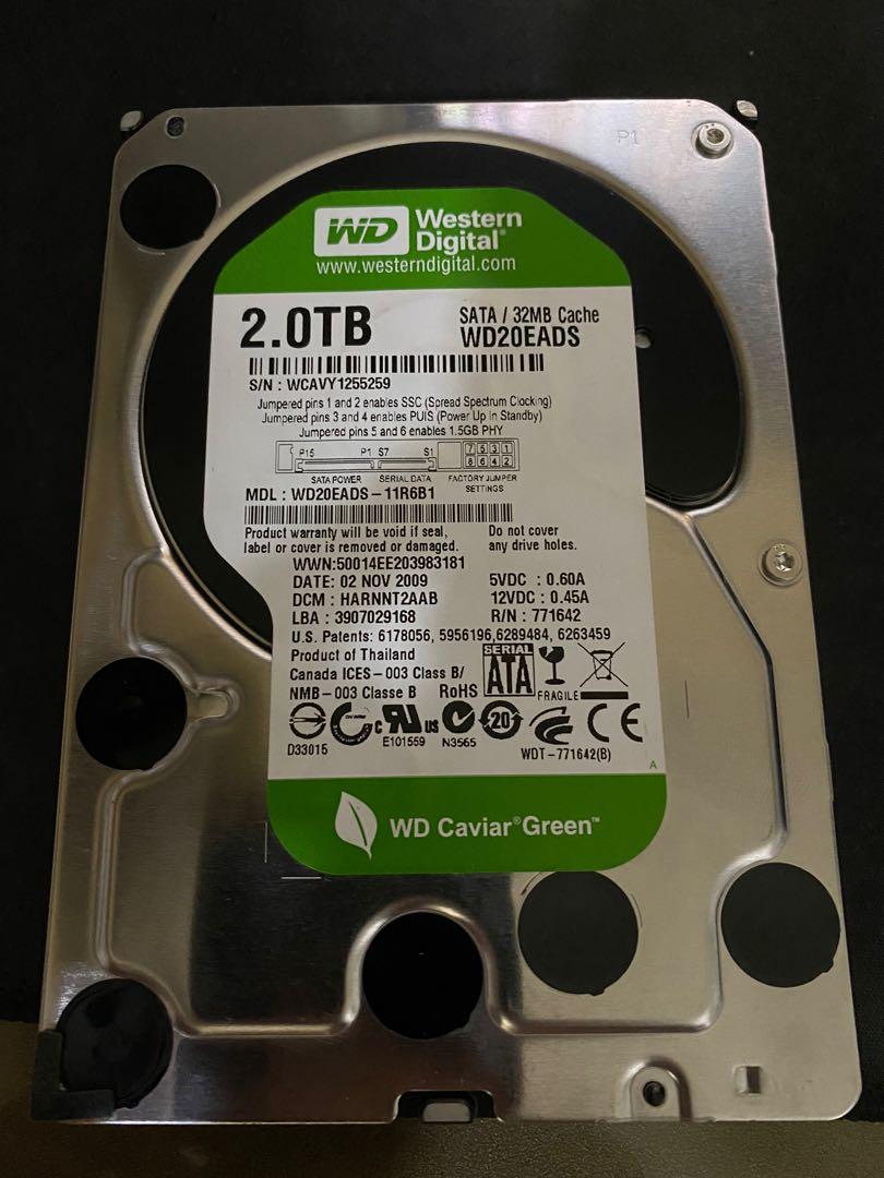 2tb Western Digital Green SATA hdd hard drive Computers Tech