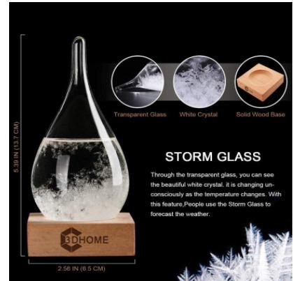 3DHOME Storm Glass Weather Stations Water Drop Weather Predictor Creative Forecast Nordic Style Decorative Weather Glass Large 