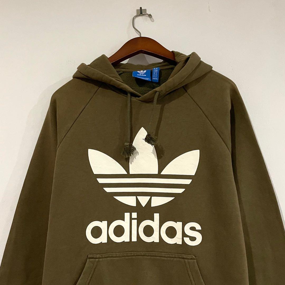 Adidas trefoil discount hoodie olive