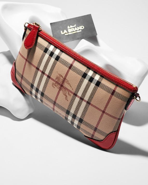 Burberry Haymarket Check Coated canvas And Patent leather crossbody bag