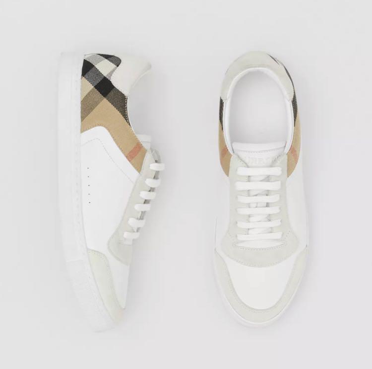 Burberry leather suede and house check cotton sneakers Men s