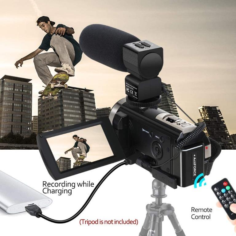 Camcorder Video Camera, Aabeloy Digital Camera with Microphone 1080P 30FPS  24MP 16X Digital Zoom 3'' LCD 270 Degrees Rotatable Screen YouTube Vlogging  Camera Recorder with Remote Control, Batteries, Photography, Video Cameras