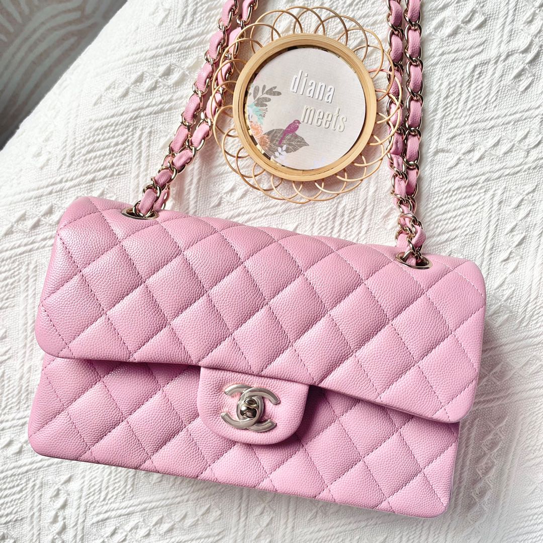 CHANEL 22S Pink Caviar Small Classic Flap Light Gold Hardware