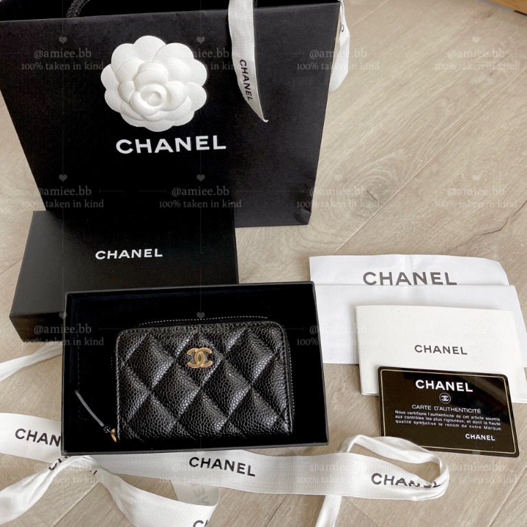 Chanel Classic Zipped Coin Purse Card Holder Short Wallet (2022 Receipt