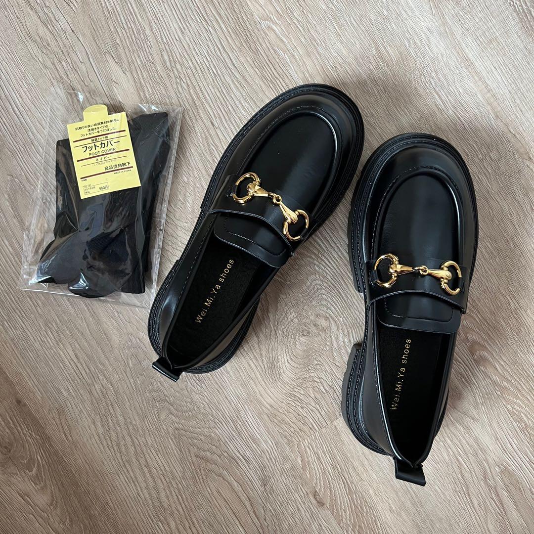 Gold black loafers discount