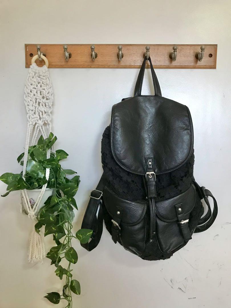 Claire s black lace backpack bag Women s Fashion Bags Wallets