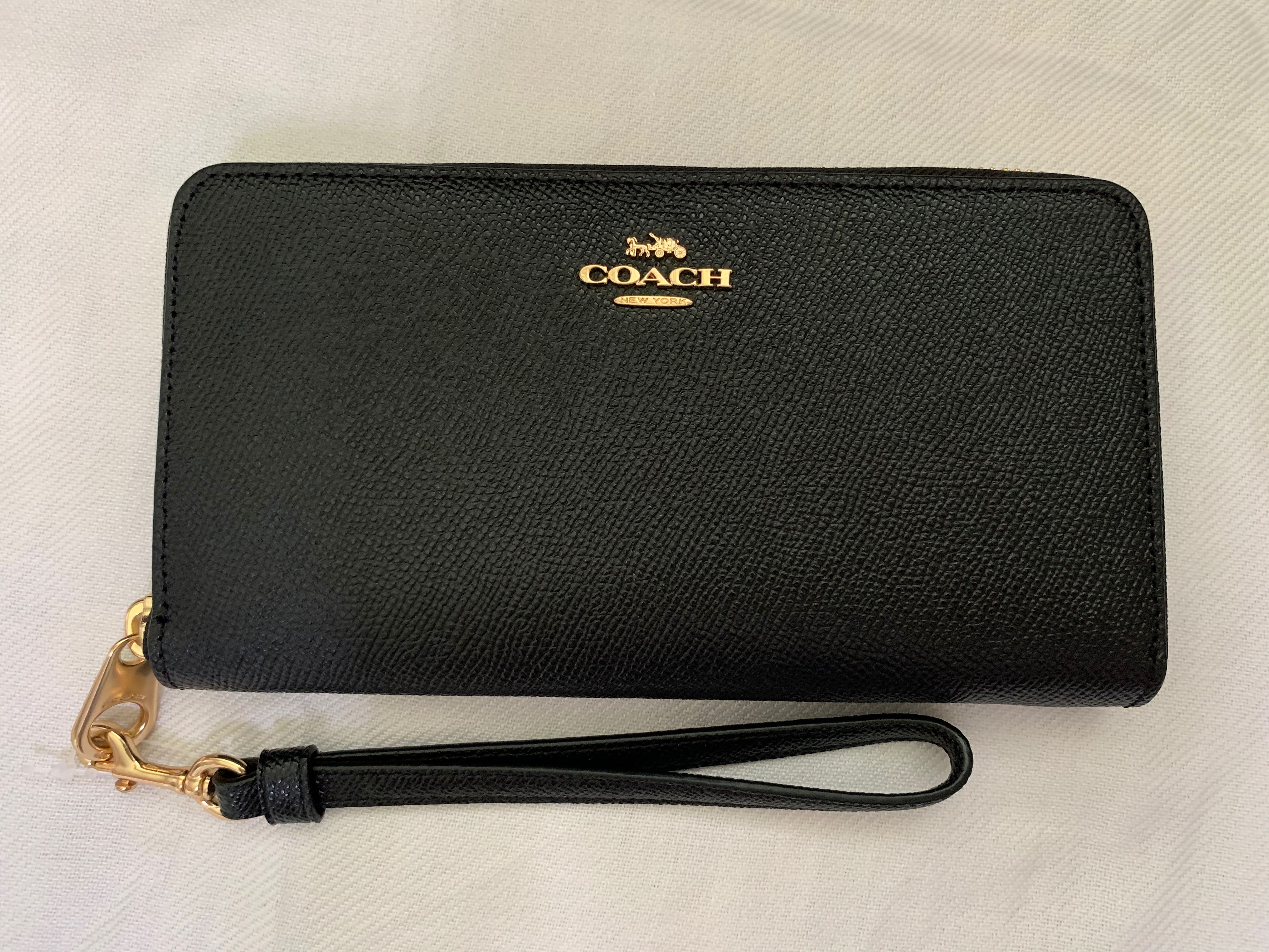 Coach zip around wallet black clearance
