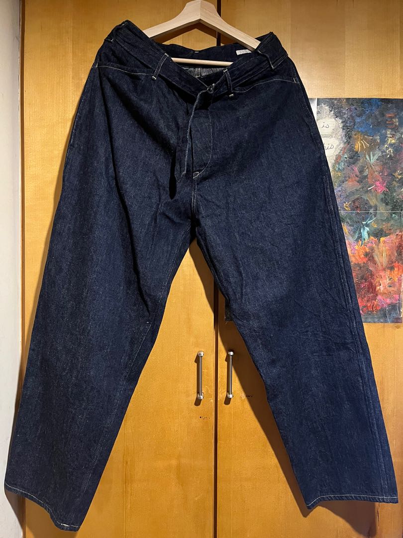 COMOLI - Denim Belted Pant NAVY, 他的時尚, 褲子, 長褲在旋轉拍賣