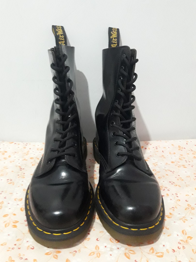 DR. MARTEN'S black leather lace up boots / high cut shoes, Men's ...