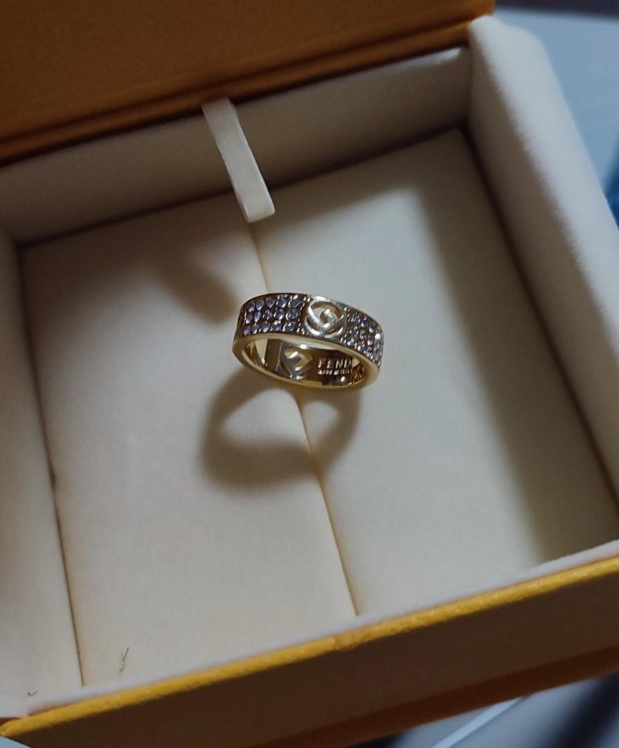 Fendi crystal detail monogram cheap ring