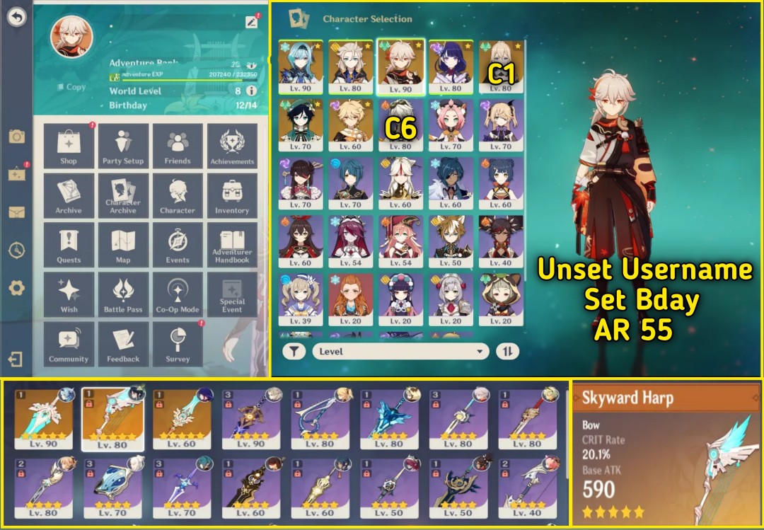Genshin Impact Account For Sale With Duo Archons Venti + Raiden + Eula ...