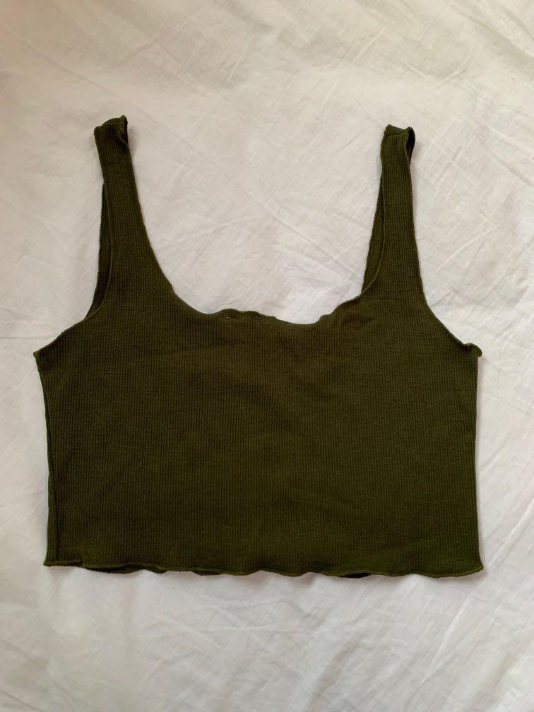 Green crop top, Women's Fashion, Tops 