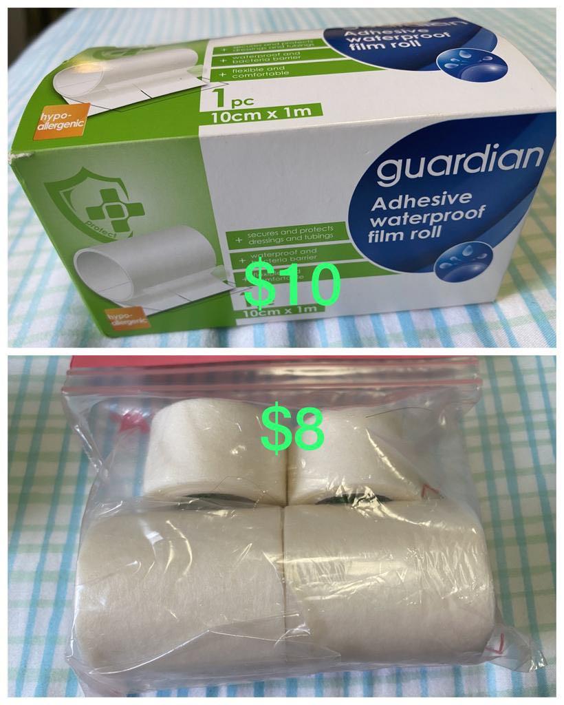 Guardian adhesive waterproof film roll and 3M Micropre, Health