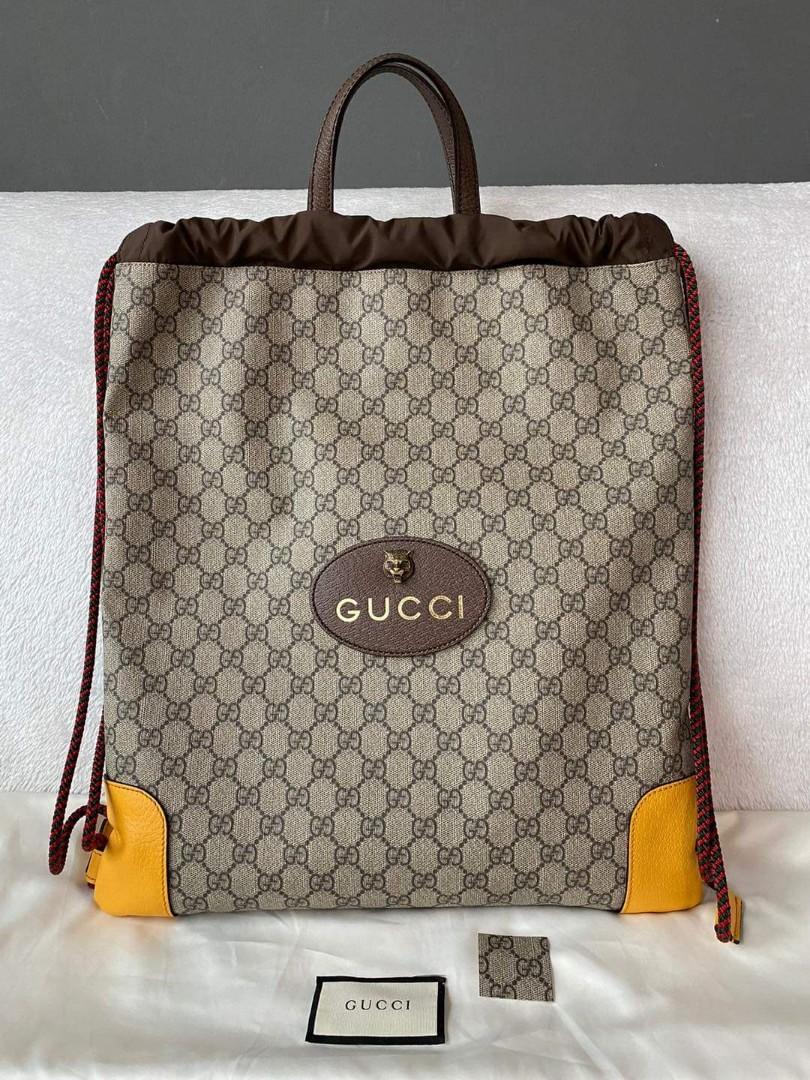 Gucci Drawstring Backpack GG Supreme Beige/Yellow - US