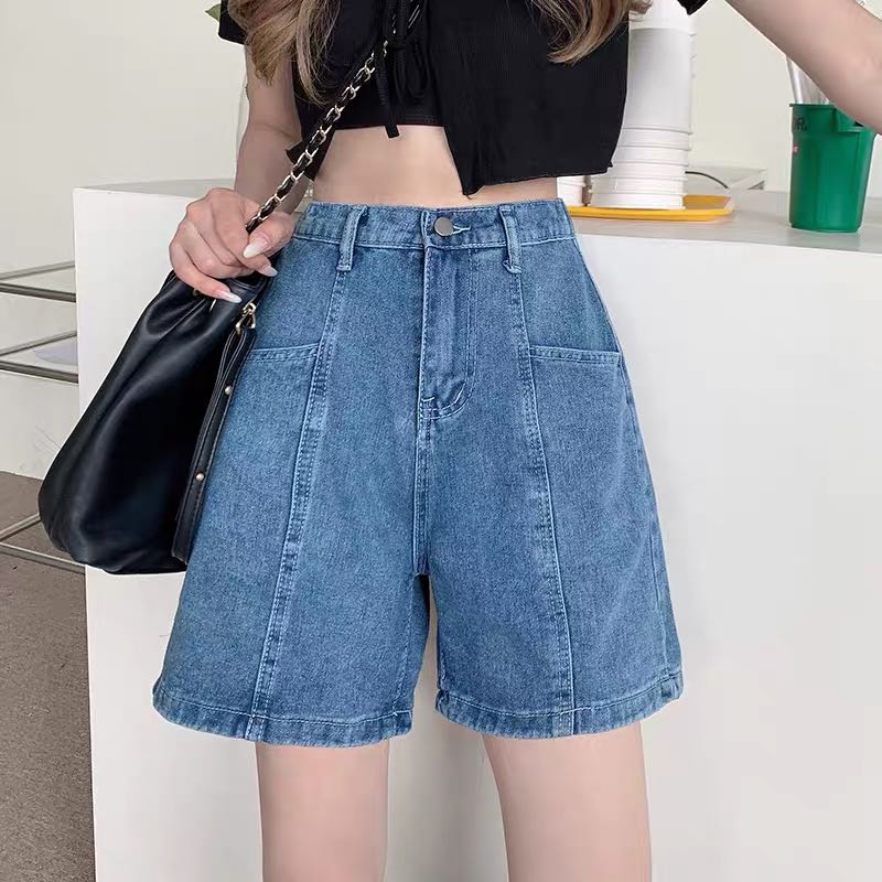 High Waist Denim Shorts (elastic waist 