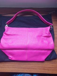 Hot Pink Leather Shoulder Bag