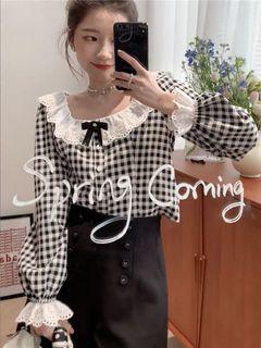 INSTOCK | Checkered Babydoll Blouse