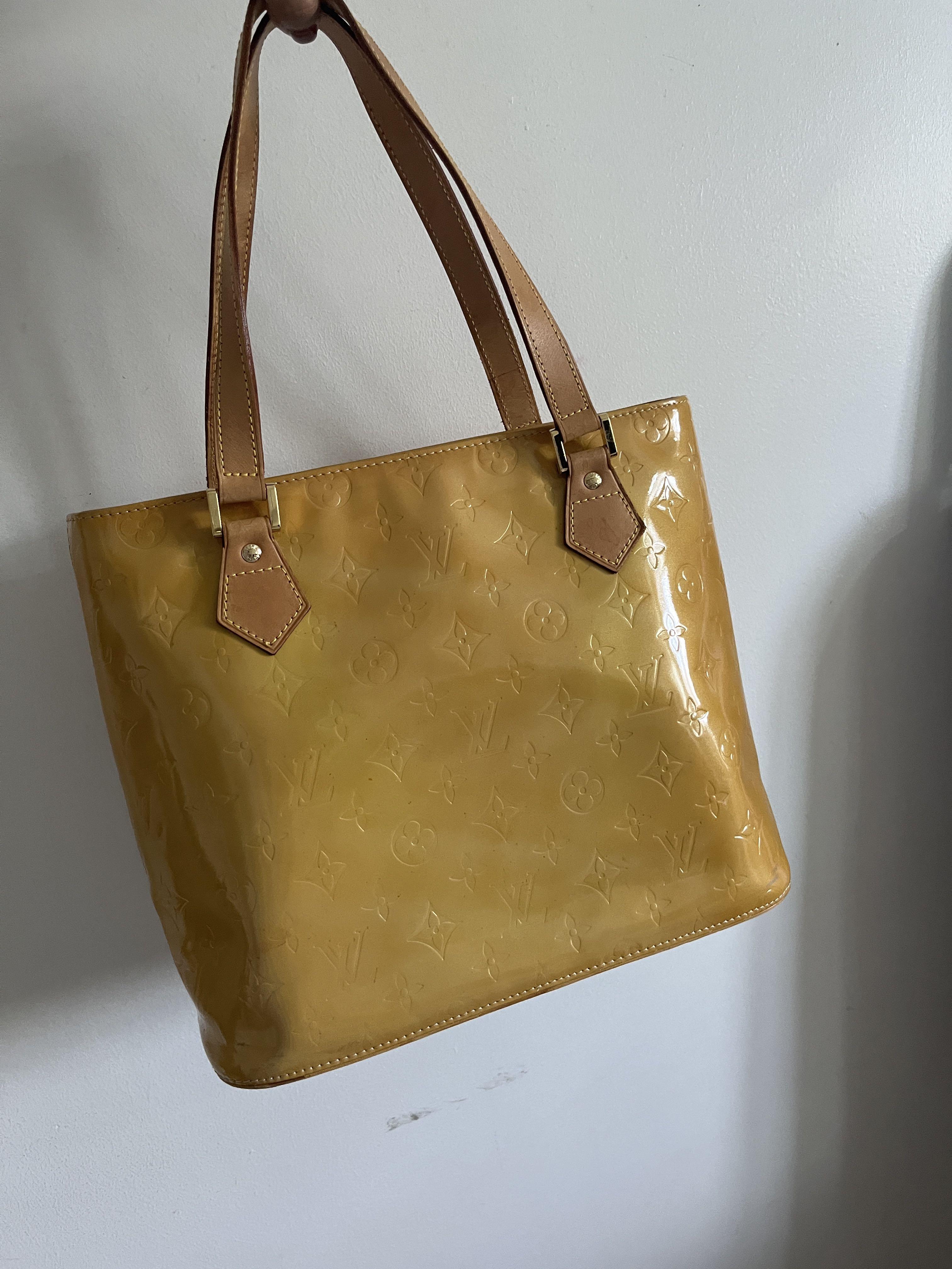 Authentic Louis Vuitton Vernis Houston Shoulder Hand Bag Yellow M91004 LV  5675D