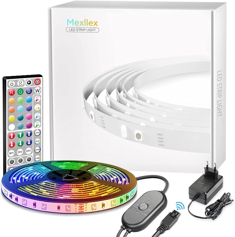 Mexllex 6 m RGB LED Strip Light with Remote Control, Colour Changing ...