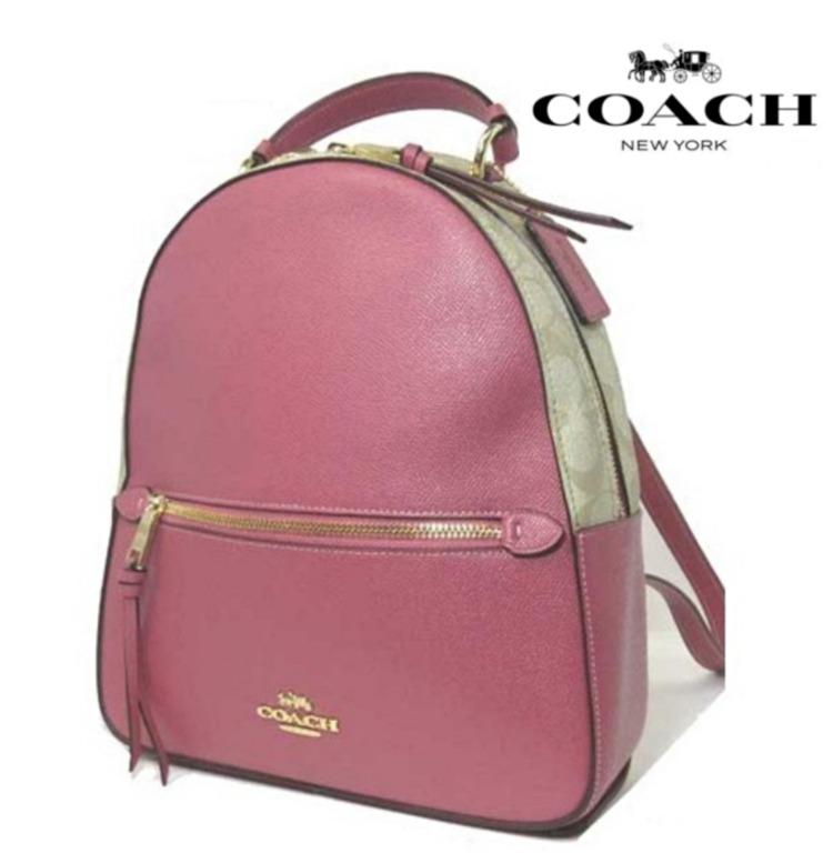 New Coach Original Rose Pink Brown Collection Special Colorblock Signature JORDYN BACKPACK For Women Come With Complete Set Suitable for Gift