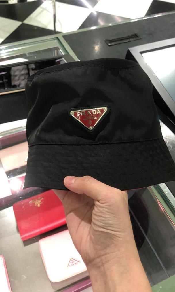 PRADA Black with Red stripes Nylon Bucket Hat 100 ORIGINAL AND AUTHENTIC