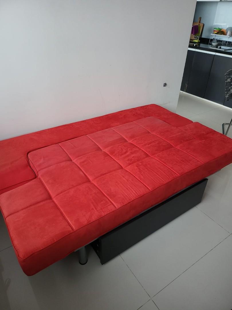 Red Sofa Bed, Furniture & Home Living, Furniture, Sofas on Carousell