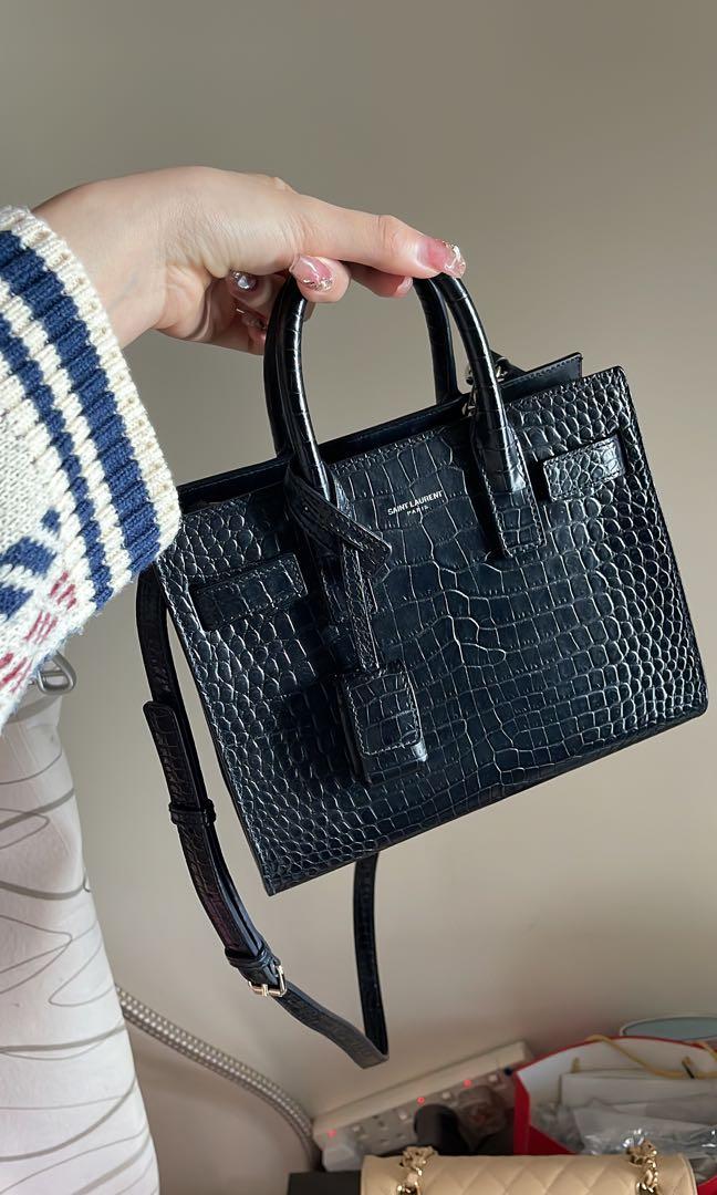 Saint Laurent Classic Sac De Jour Nano In Embossed Crocodile Shiny