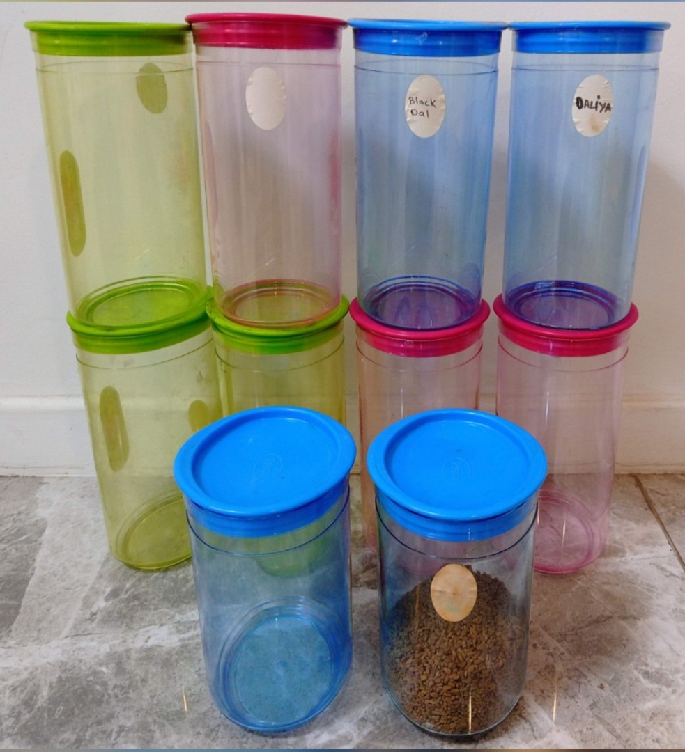 Set of 10 colourful storage boxes for kitchen, Furniture & Home Living