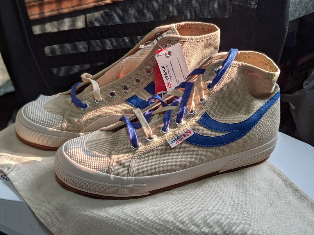 Superga Cotu Panatta Ecru Royal Sneaker High Top Men s Fashion Footwear Sneakers on Carousell