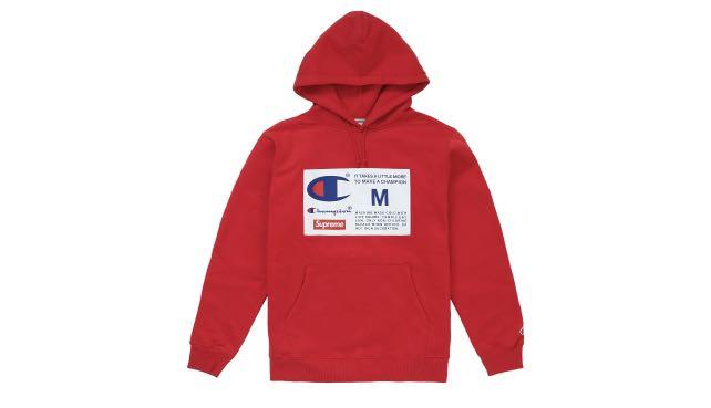 Supreme x champion hoodie red new arrivals