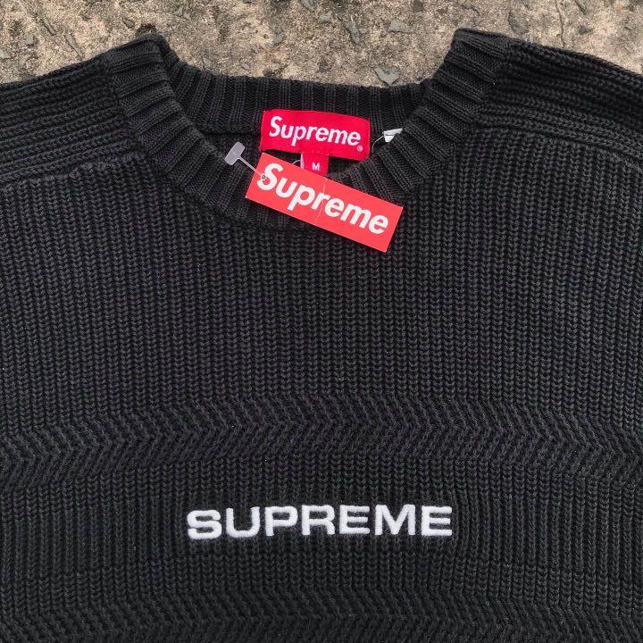 SUPREME CHEST STRIPE RAGLAN SWEATER - SS18, Men's Fashion