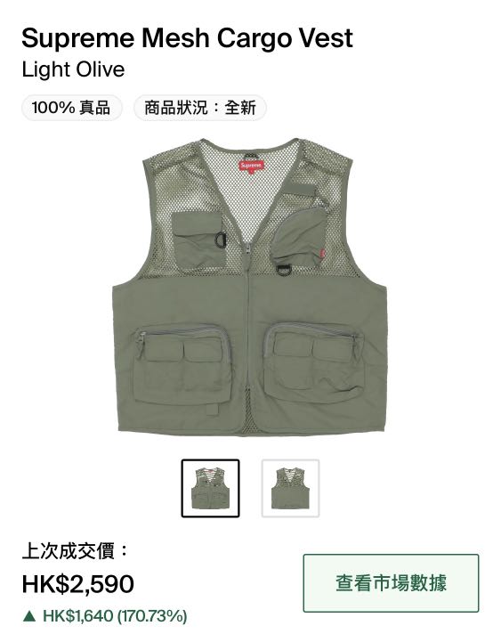 Supreme mesh cargo vest 18ss 機能背心, 男裝, 上身及套裝, 背心