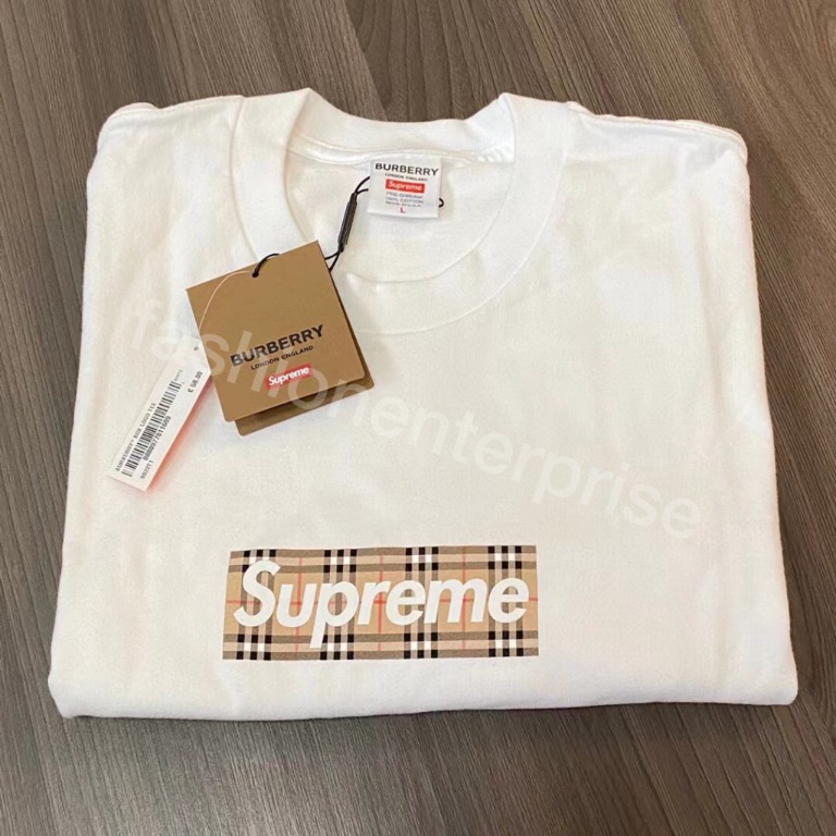 Supreme Burberry Box Logo Tee White | escapeauthority.com