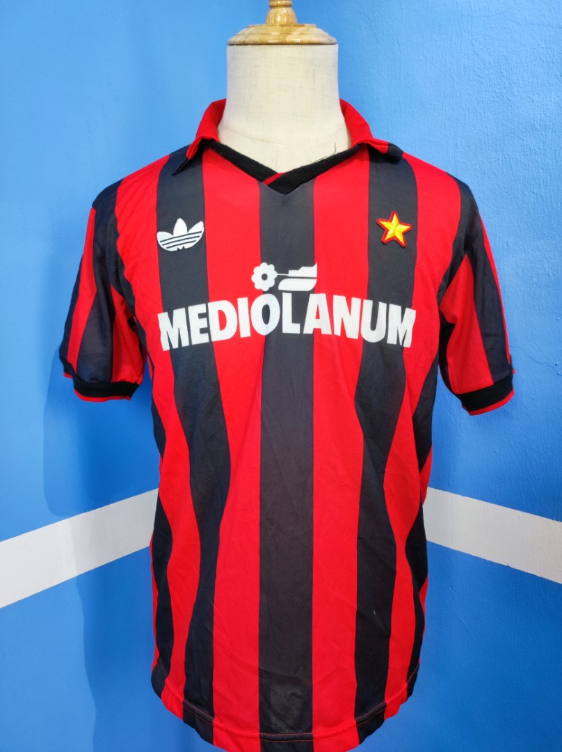 Maillot Vintage AC Milan Mediolanum 80's - Longue - Taille L - Pièce De Collection