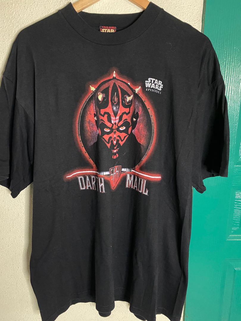 T-shirt Unisex Star Wars Darth Maul Rétro - T-shirt Coton Manches Courtes, Motif Logo - Neuf