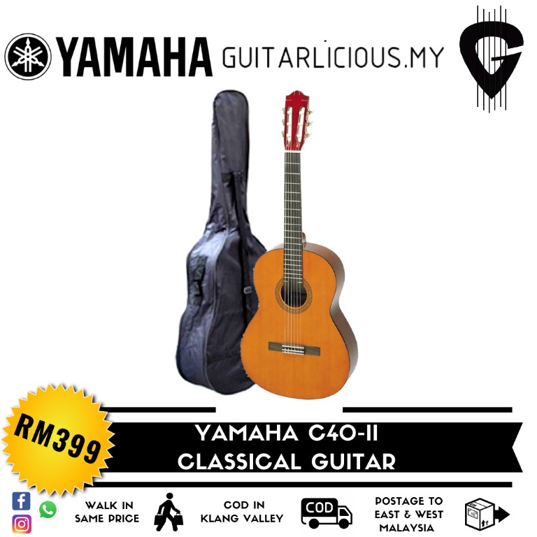 Traditional Western Body 3/4 Size Natural Yamaha CS40II Classical Guitar for Learners