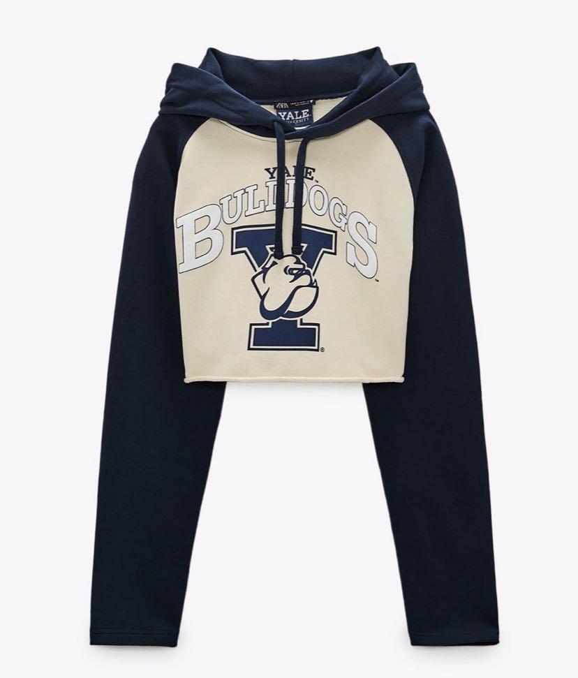 Zara Yale bulldogs cropped hoodie