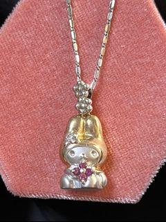 療癒系列’美樂蒂’天然鑽石粉紅剛玉585雙色K金造型墜飾