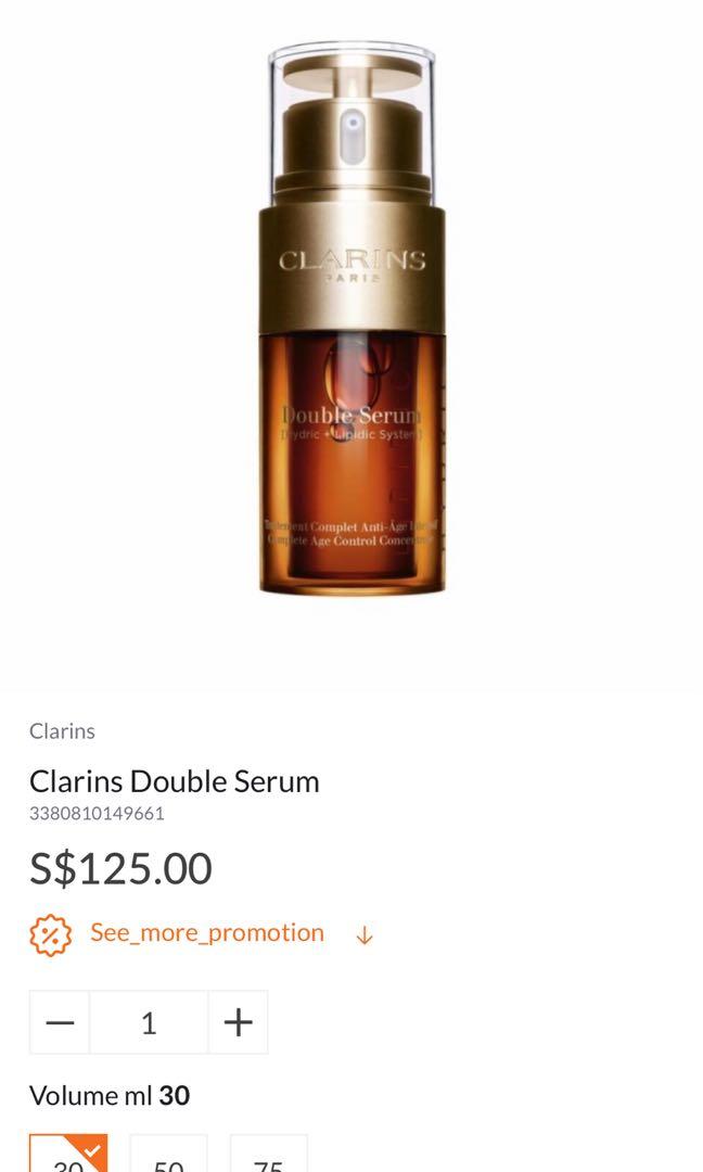 $15 for 10–Clarins Double Serum/ eye serum (Category: Face Care) located in Singapore. Submitted by moon_23 (Listing ID 1146944355, Image 2). Description: Brand new. 1⃣️Clarins Double Serum Eye 2⃣️Clarins Double Serum $2.5 for 1 $10 for 5 $15 for 10 .