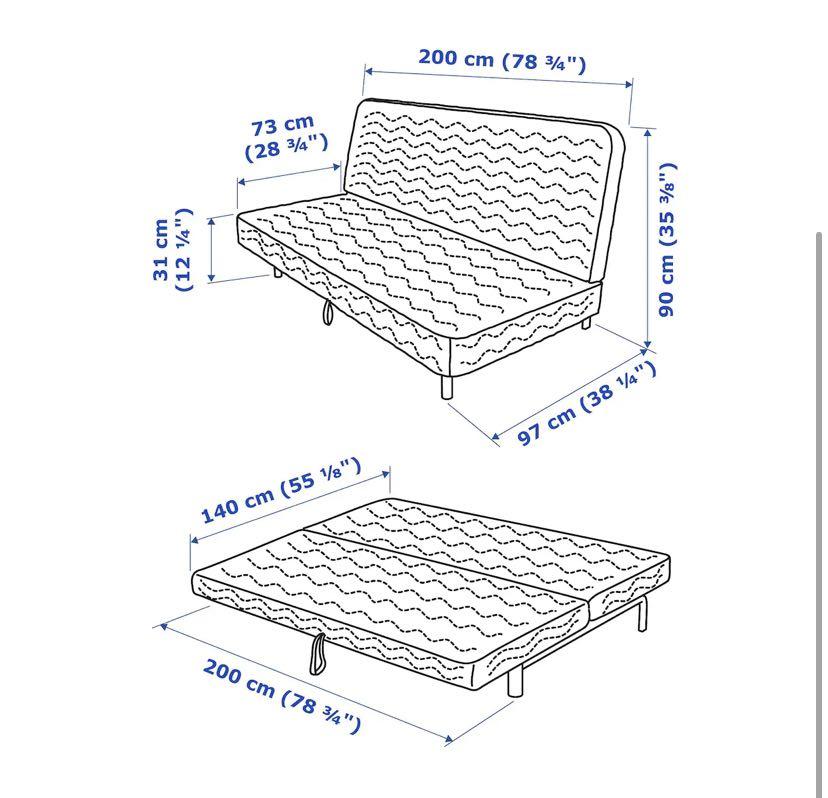 3 seater black IKEA Sofa Bed, Furniture & Home Living, Furniture, Sofas